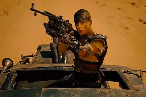 Charlize Theron stars as Furiosa in "Mad Max: Fury Road," a 2015 Warner Brothers release and director George Miller's long-awaited continuation of the "Mad Max" film series.