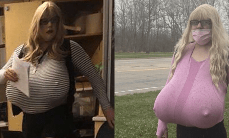 Ontario, Canada shop teacher with giant fake breasts