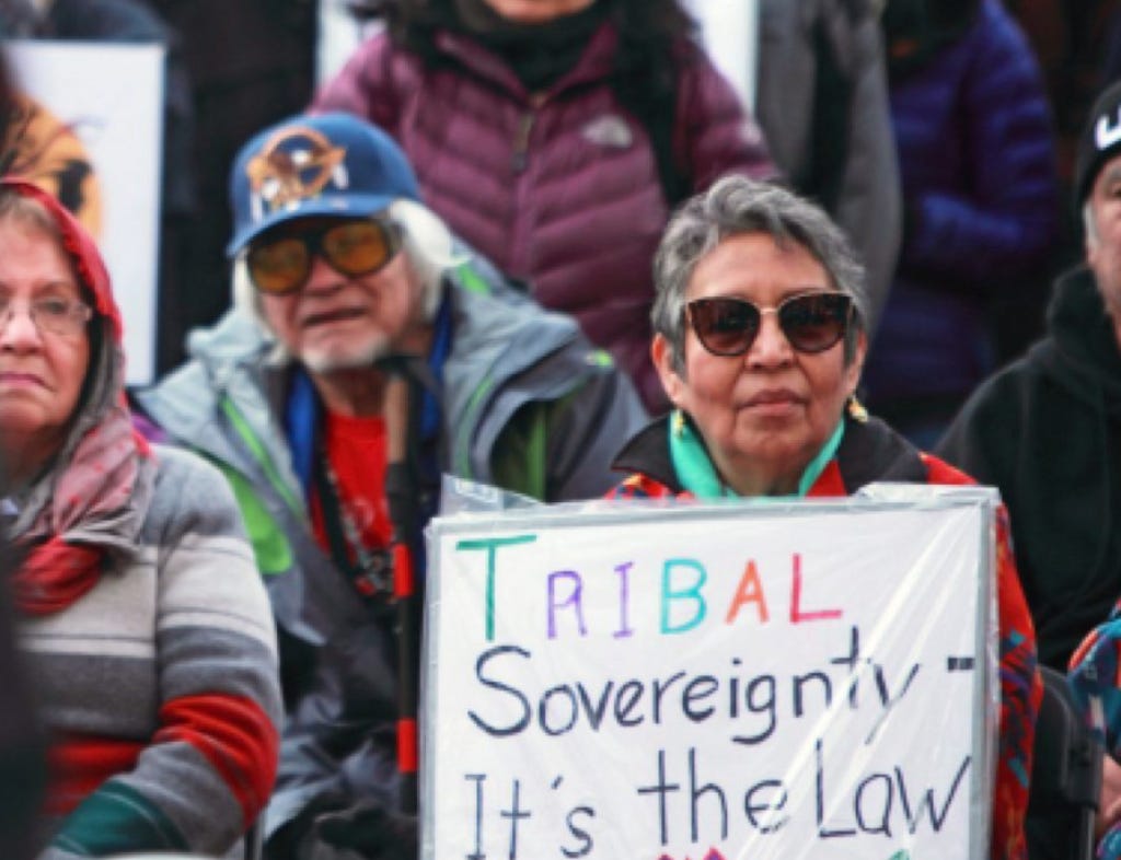 Native American activists protest the erosion of their rights.