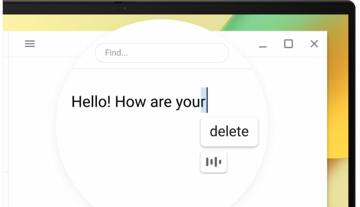 Text editing by voice in Chrome OS 100