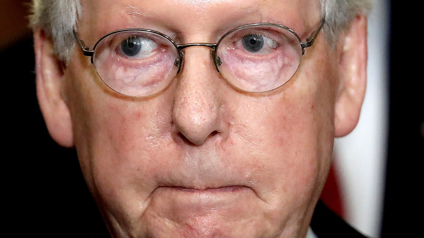 Closeup photo of Senate Majority Leader Mitch McConnell