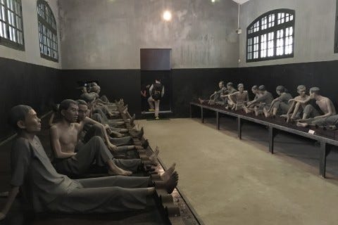 One of the old cells on display at Hoa Lo prison in Hanoi.