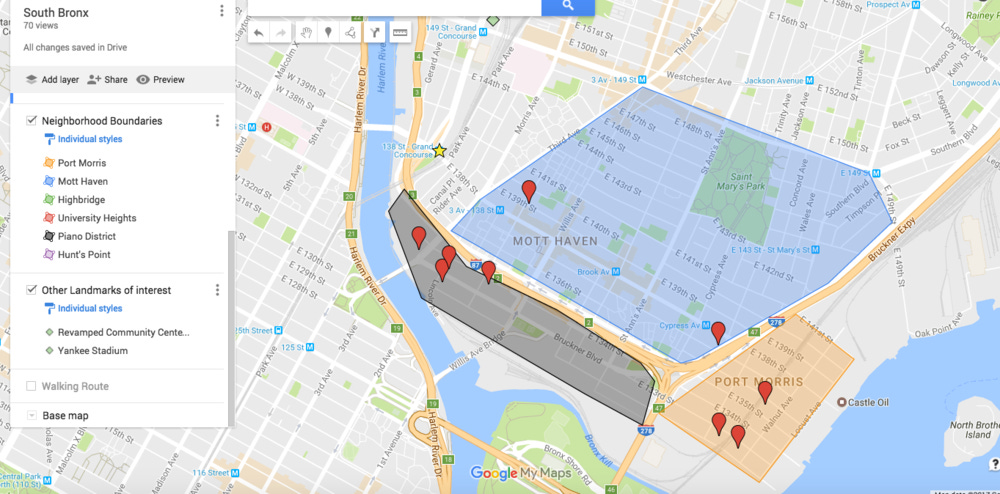 South Bronx Tour Map