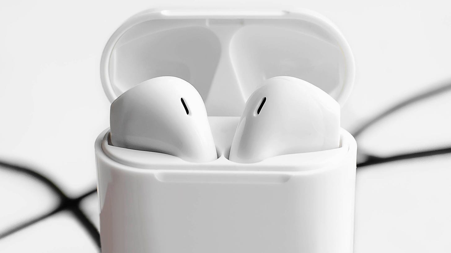 Apple AirPods in a case