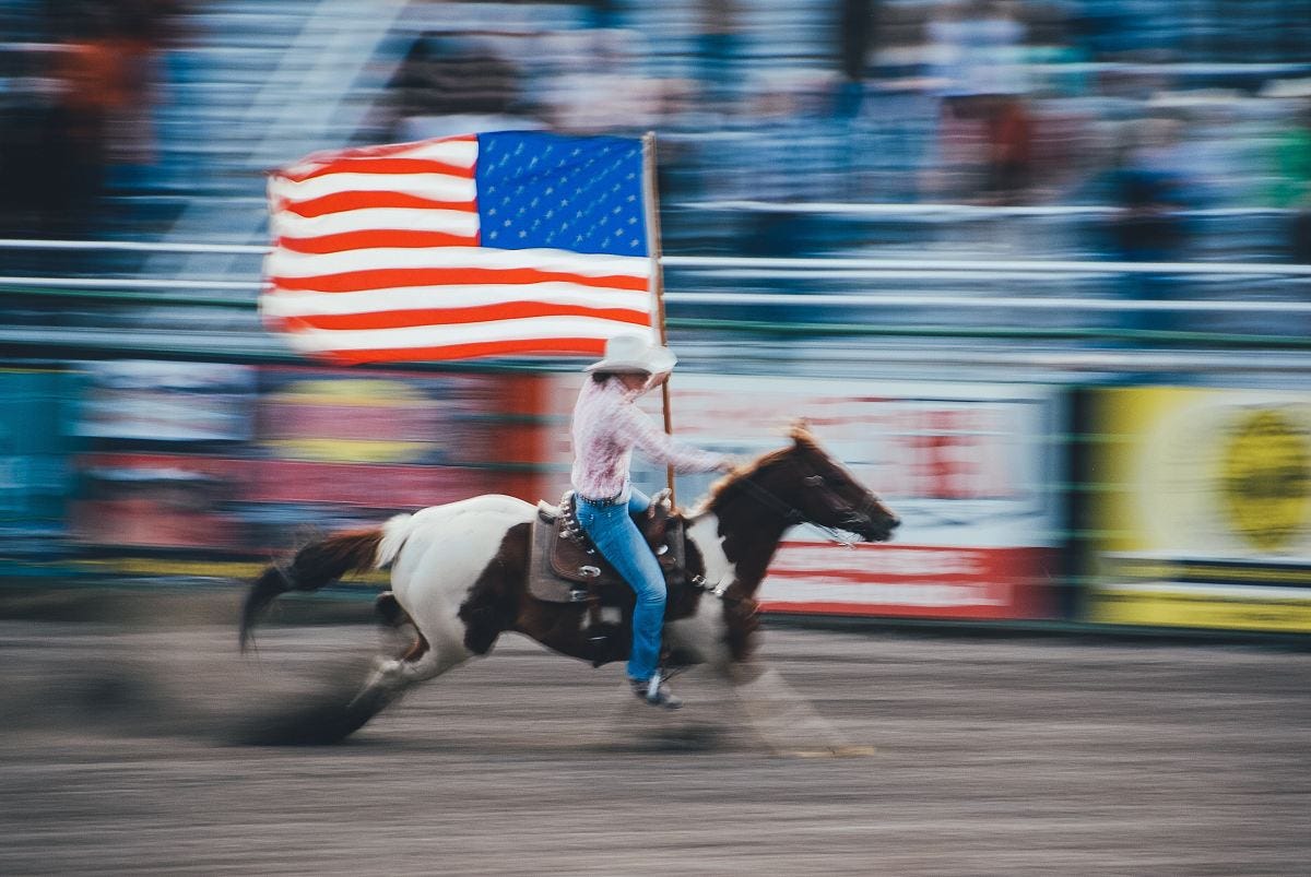 ✓ Time Lapse Photo Of Man Carrying U.S. Flag While Riding Brown Horse Image  - Free Stock Photo