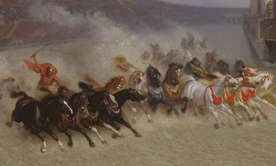 Modern depiction (1876) by Jean Léon Gérôme of a chariot race in Rome's Circus Maximus (Public Domain)