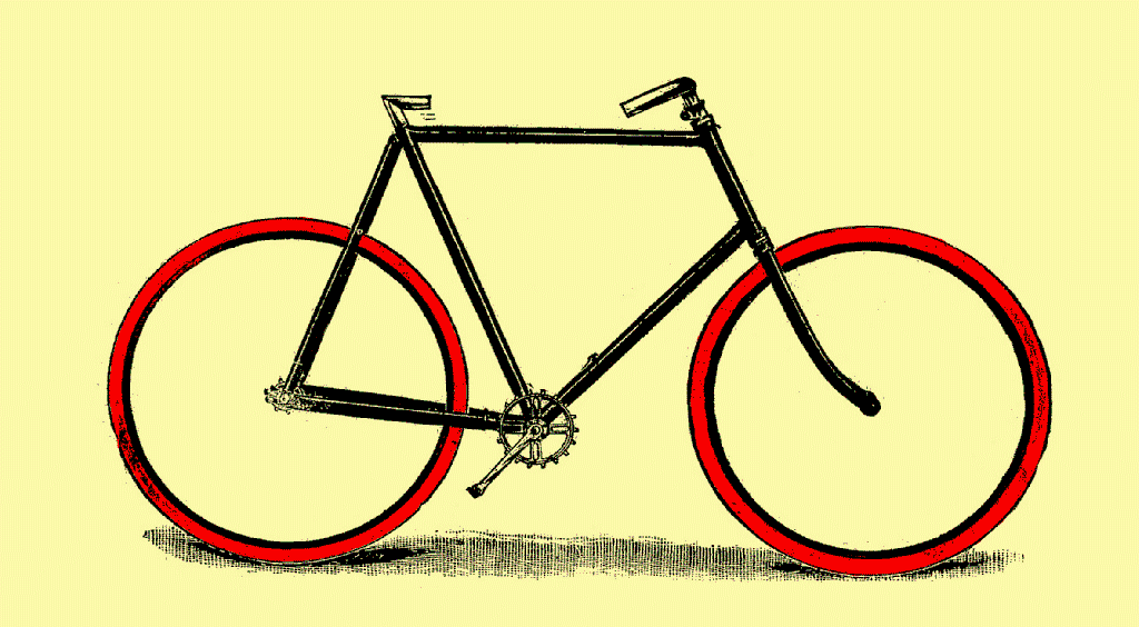 Dessin original colorisé d’une publicité pour une bicycelle “H. MILLER & C° - Birmingham“ - publicité publiée dans le numéro 15 de “Le Véloce-sport : organe de la vélocipédie française” (9 avril 1896)