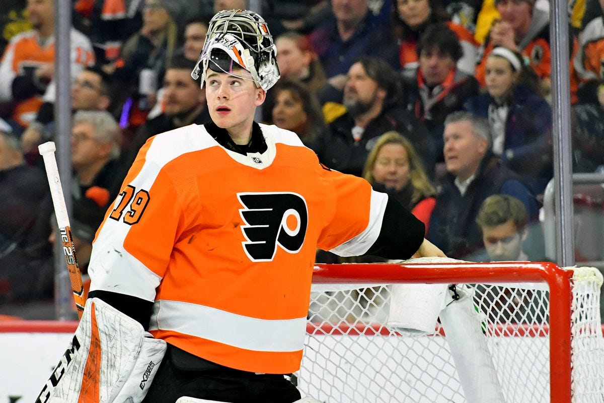 Carter Hart out for a minimum of 10 days with a lower-body injury - Broad  Street Hockey
