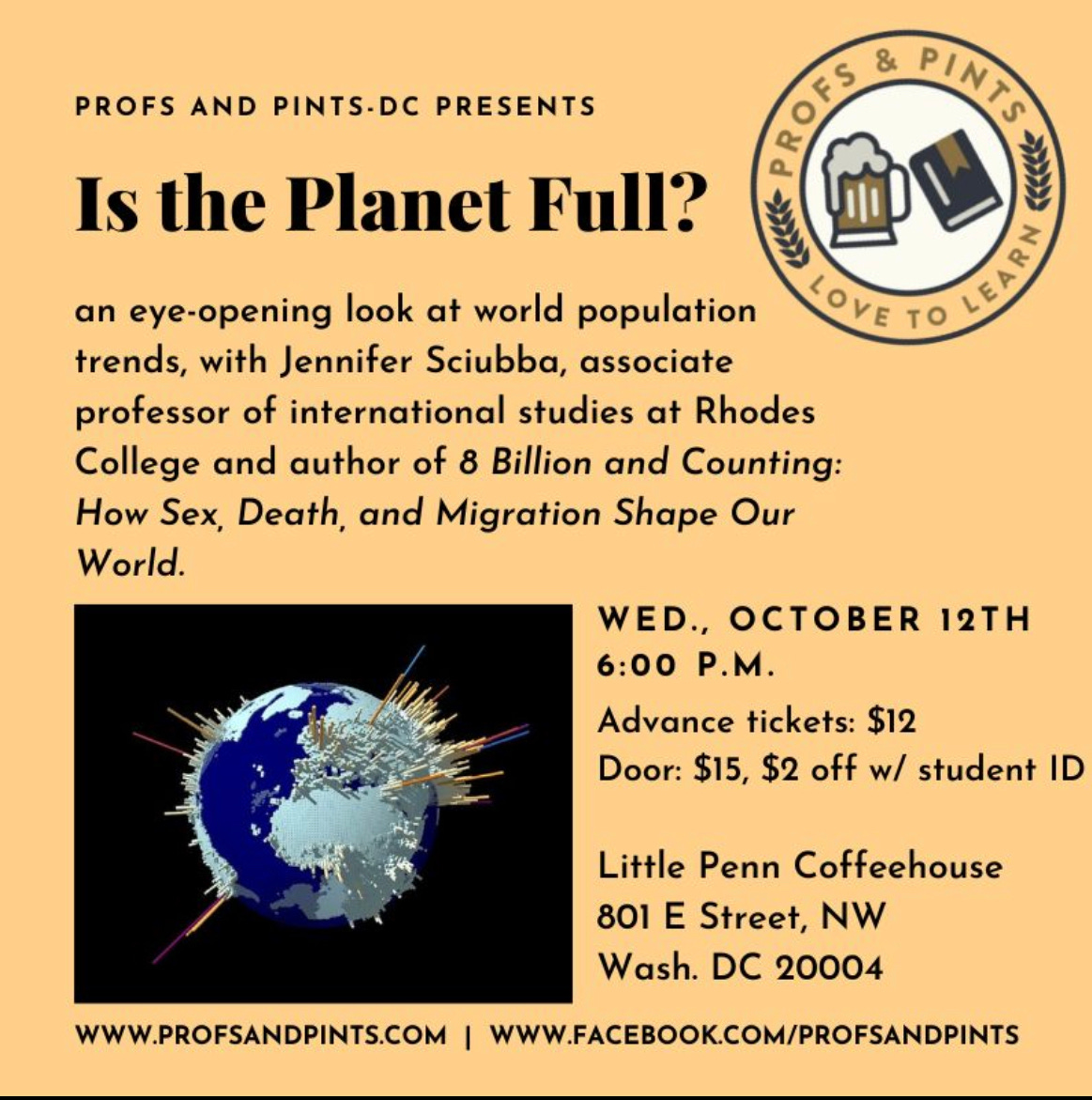 Advertisement for Profs and Pints event Oct 12 in DC