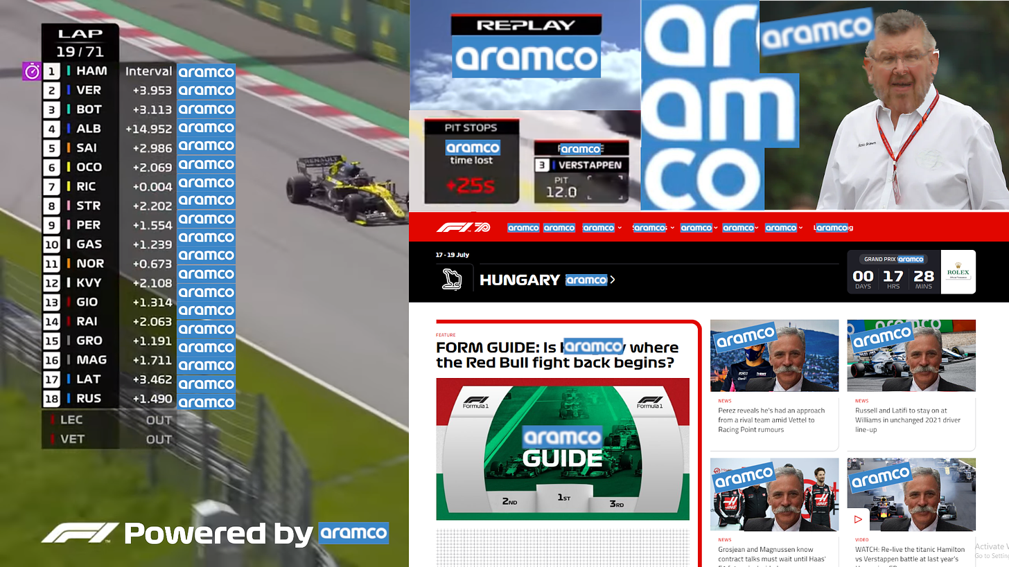 Throwback to when Aramco spammed ads on F1.