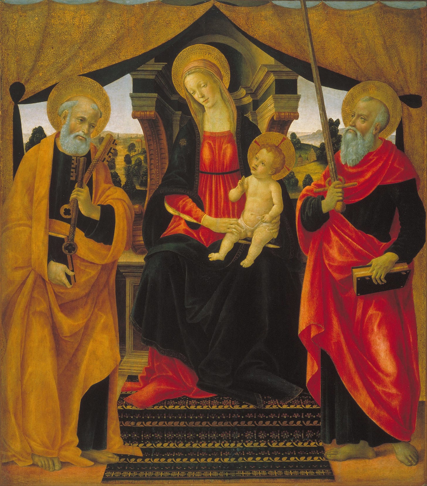 Virgin and Child between Saint Peter and Saint Paul (circa 1490) by Vincenzo Frediani (Italian, active 1481-1505)