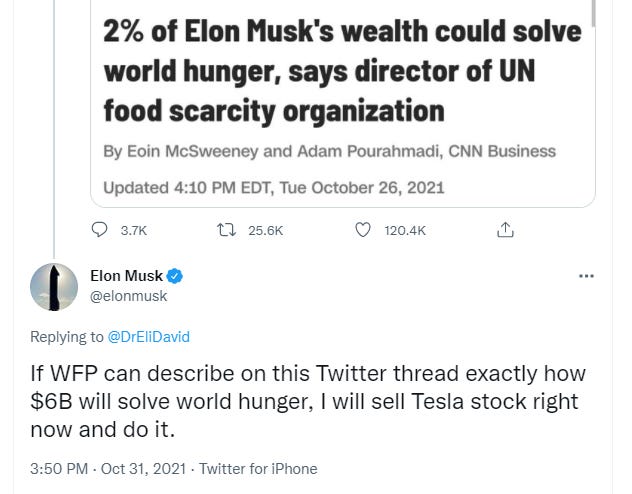 Elon Musk vs UN World Food Programme