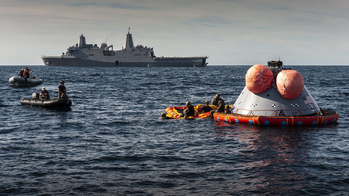 orion capsule recovery at sea
