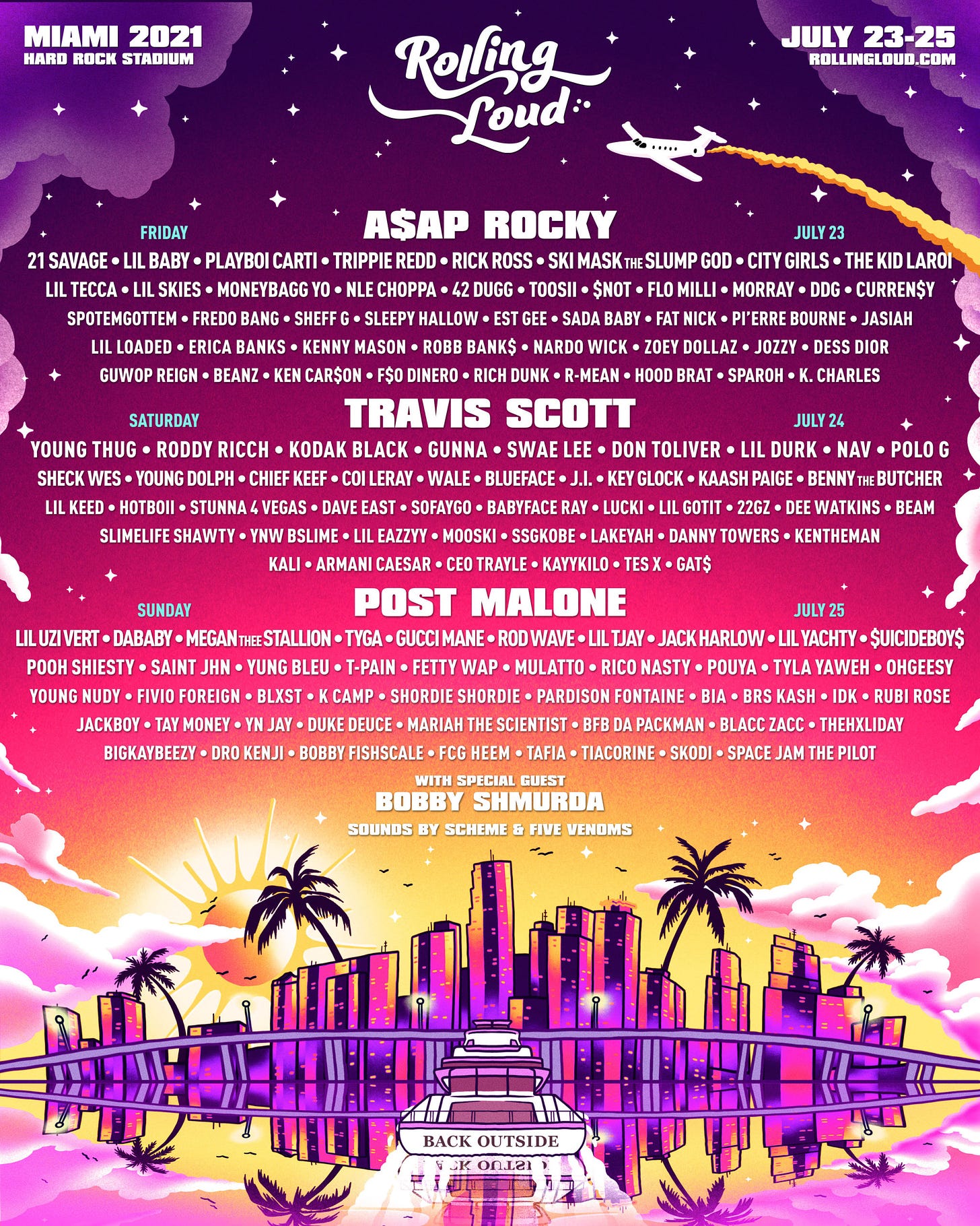 Lineup Alert ☀️ Rolling Loud Miami 2021: A$AP Rocky, Travis Scott, Post  Malone + Megan Thee Stallion, Young Thug, and more | RESPECT.
