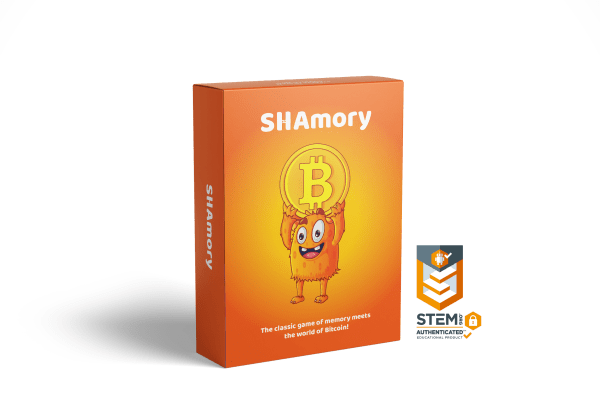 SHAmory Bitcoin card game package with STEM certificaiton