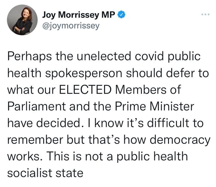 Joy Morrissey's now-deleted tweet
