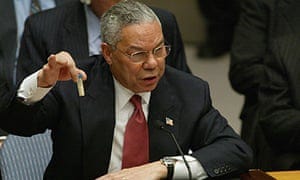 Colin Powell makes his presentation to the UN in February 203, ahead of the Iraq invasion. 
