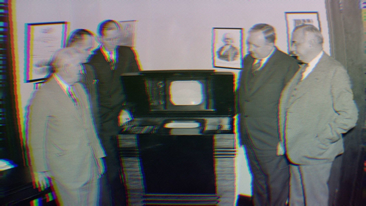 FCC commissioners inspect the latest in television, December 1, 1939.