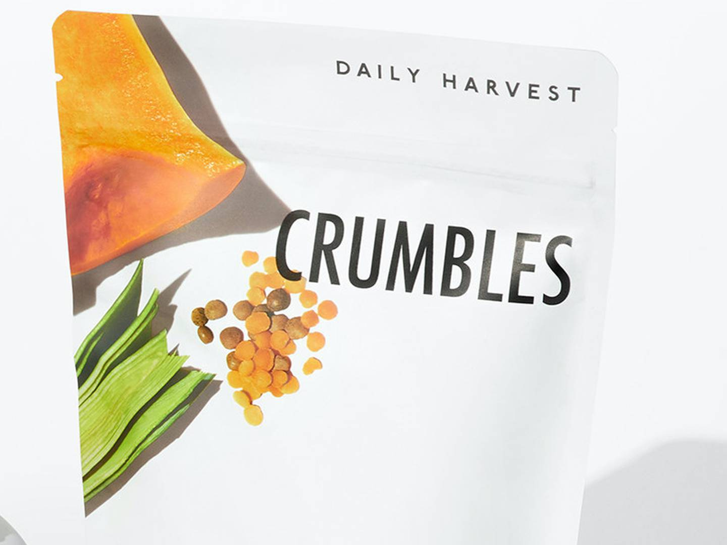 Photo of a package of Daily Harvest French Lentil and Leek Crumbles.