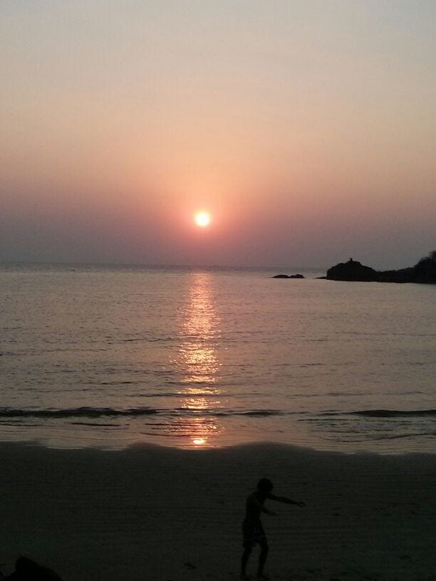 Sunset on a beach.