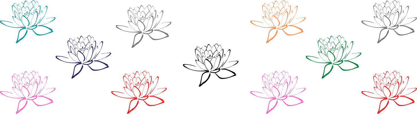 transparent picture of identical lotus flowers in different colors
