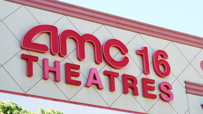 An AMC Movie Theatre sits empty