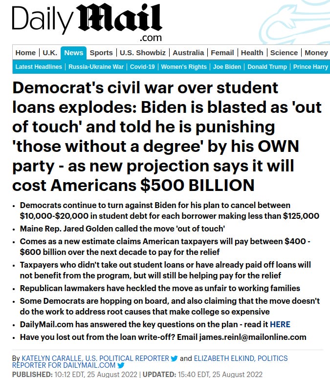 Democrat civil war explodes over Biden student debt cancellation