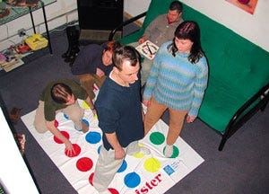 The disappointingly wholesome Twister party.