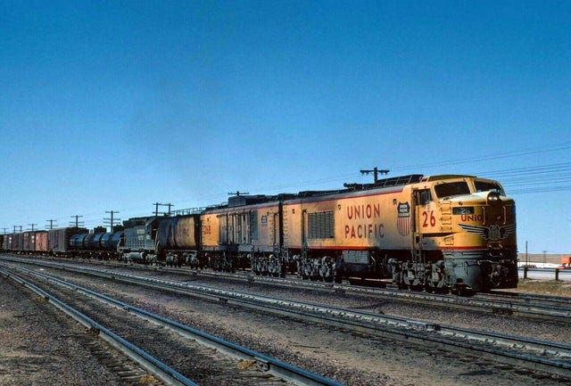 Union Pacific (UP) Gas Turbine Electric GTEL No. 26 and 26B with train. :  r/TrainPorn