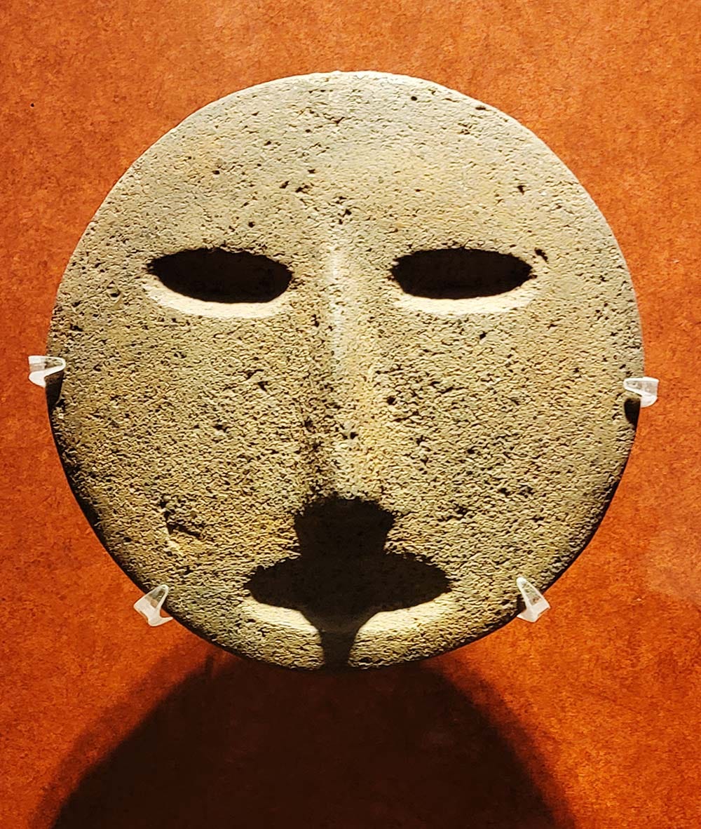 Ancient Mexican face sculpture.