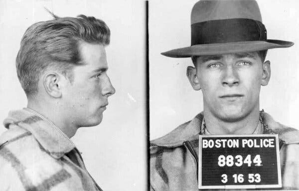 James (Whitey) Bulger after an arrest in Boston in 1953.