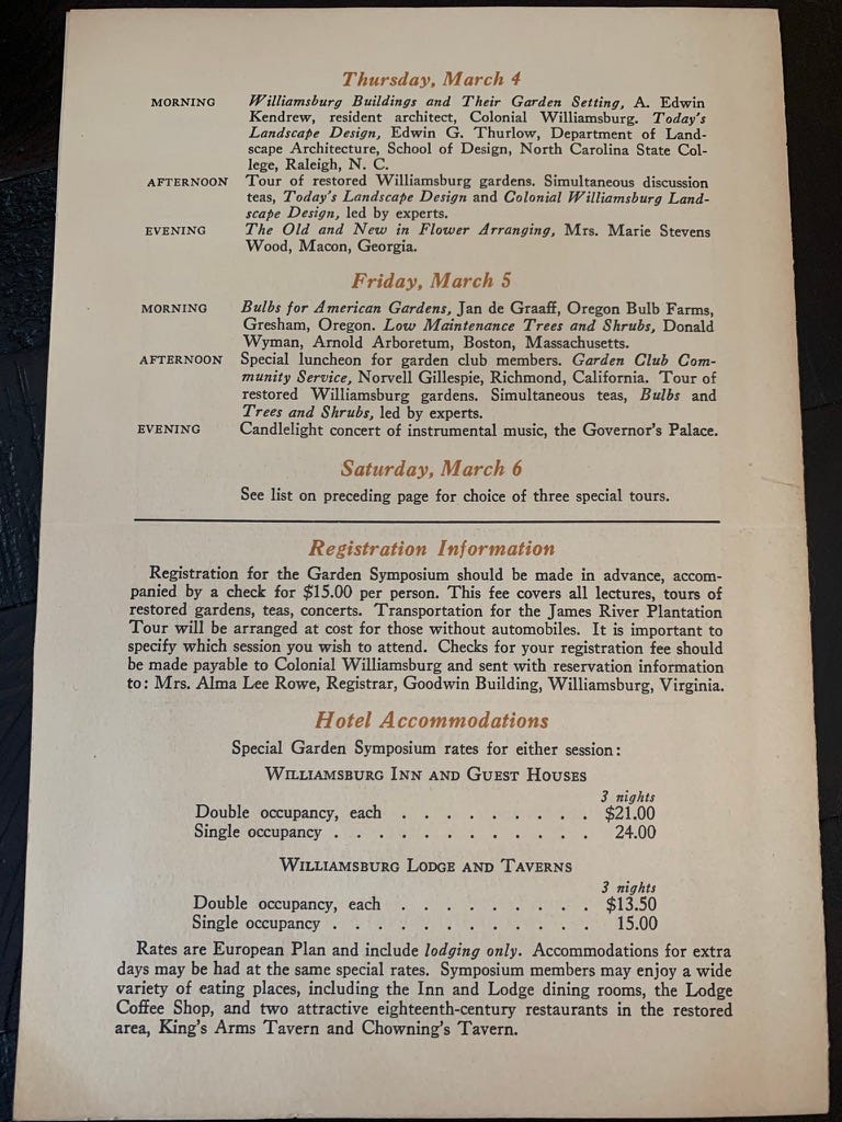 Last page of the pamphlet, listing the rest of the second session schedule.