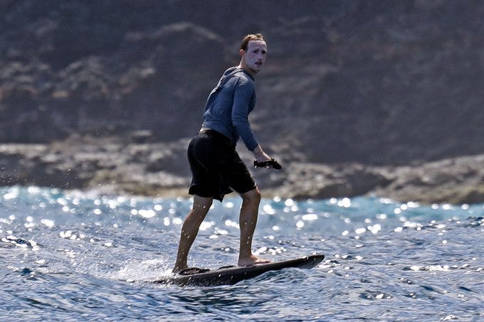 Photos of Mark Zuckerberg Wearing Sunscreen, Surfing in Hawaii Go Viral:  Memes