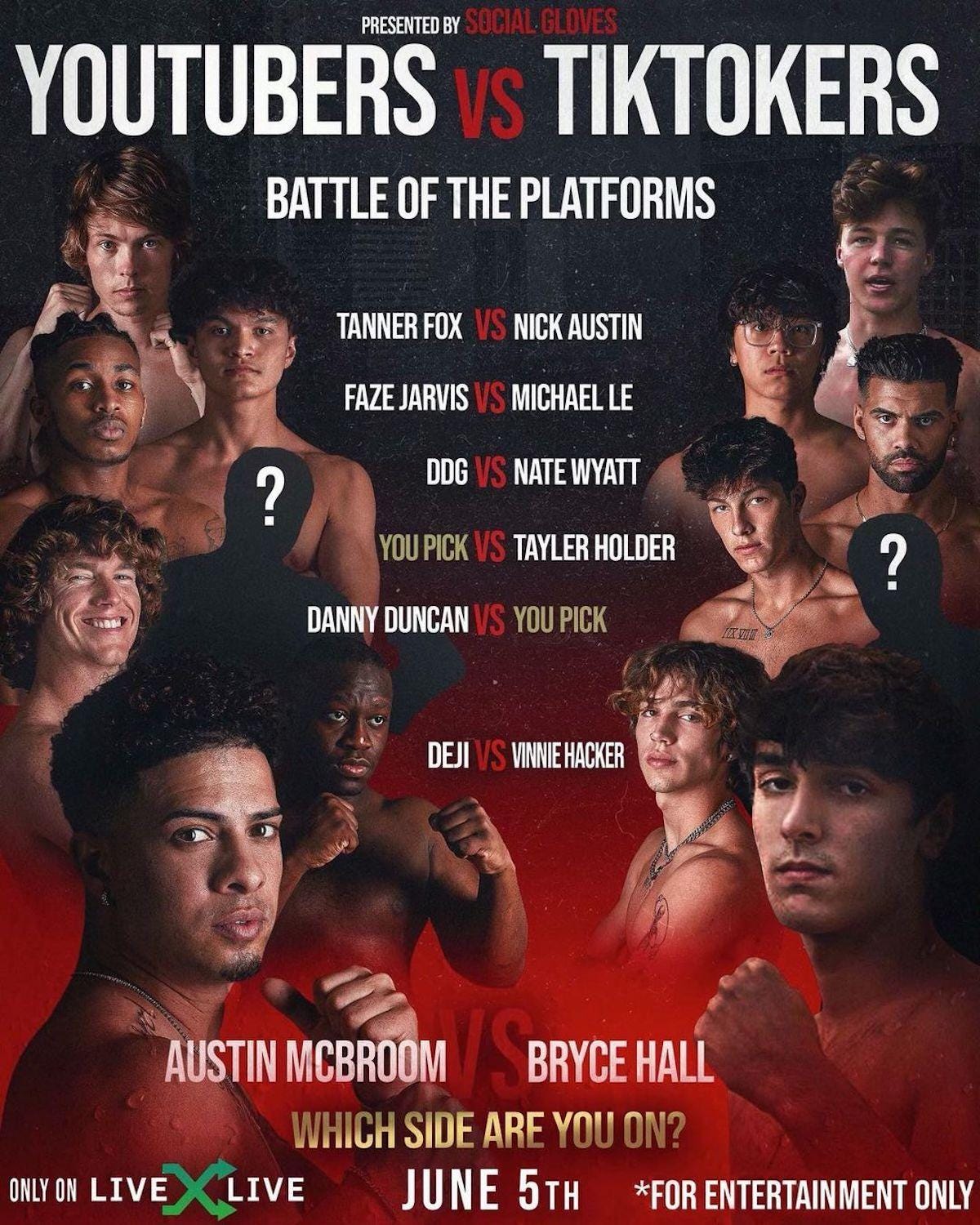 YouTube vs. TikTok Boxing List: Info About 'Battle of the Platforms'