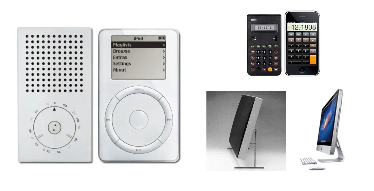 Images of Braun devices next to Apple devices.