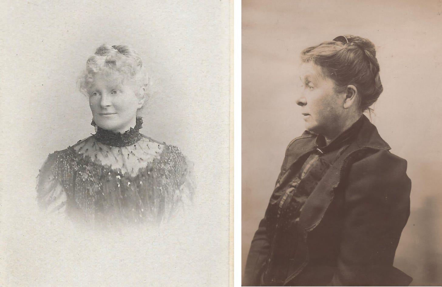 Henriette Gallé (left) and Mathilde Keller, undated photographs, Gallé family archives.
