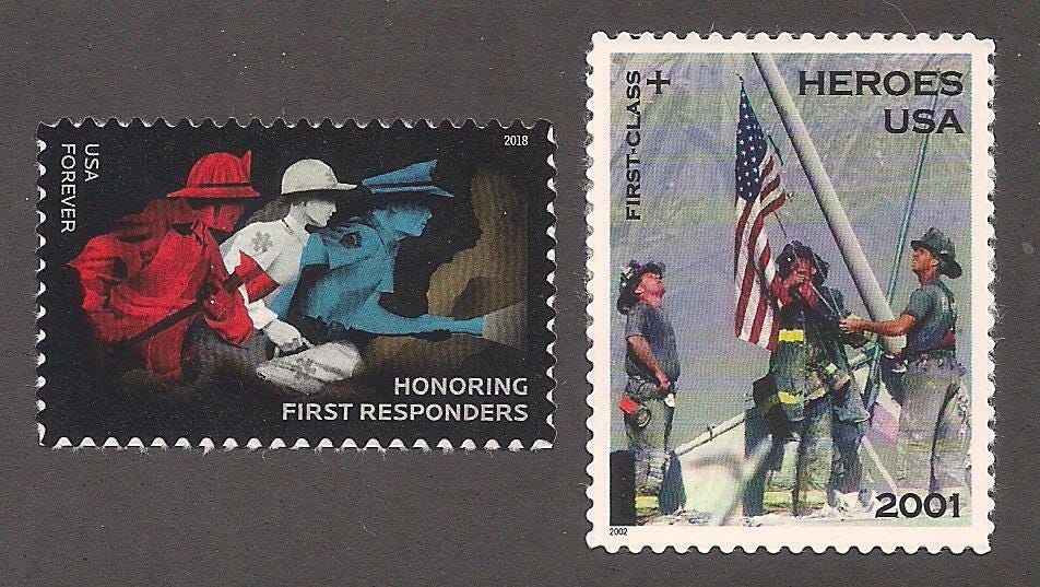 Image 1 - FIRST RESPONDERS + 9-11 HEROES - SET OF 2 U.S. STAMPS - MINT CONDITION