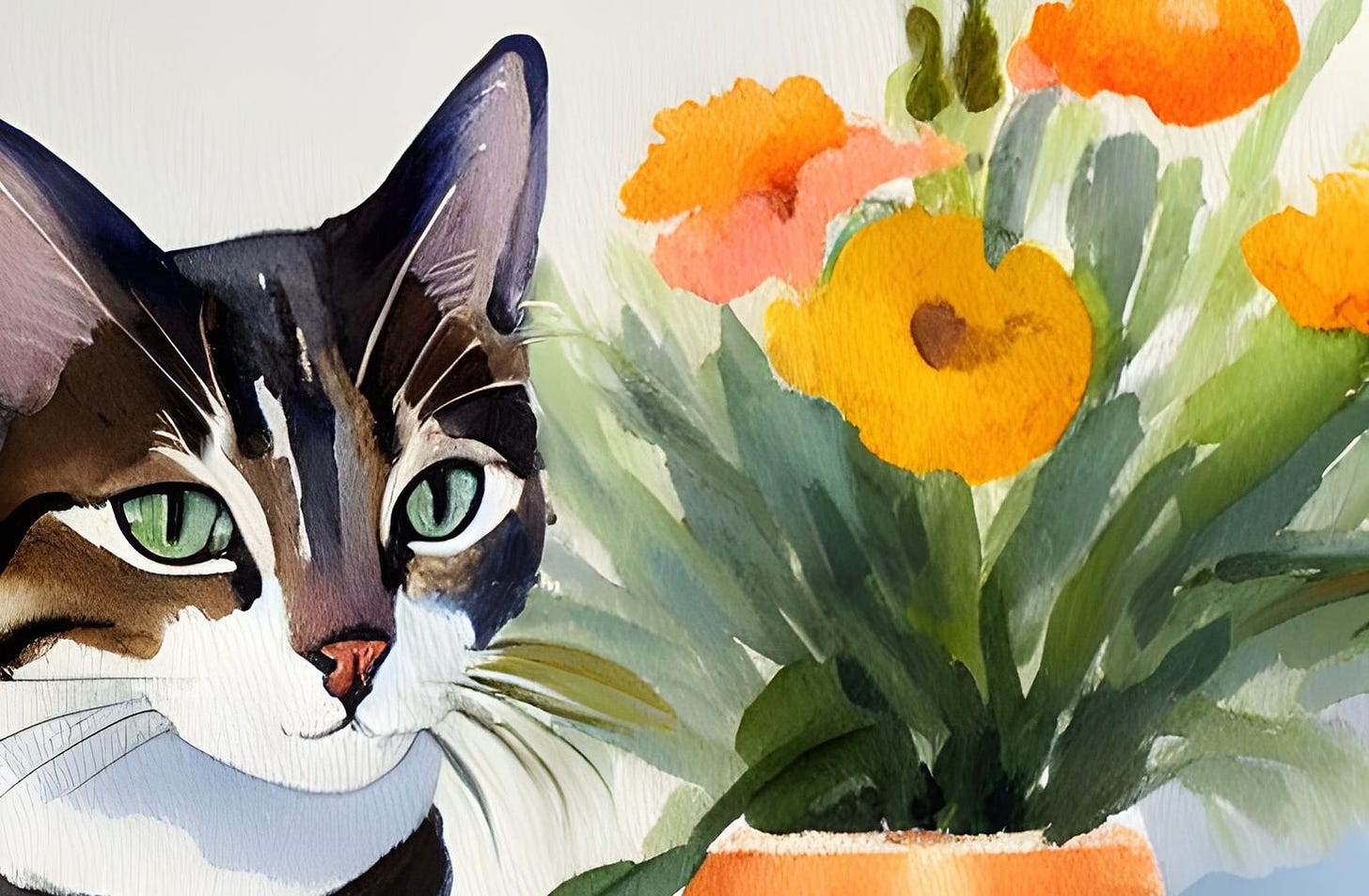 May be an image of cat and flower