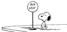 Snoopy Waiting for the Bus