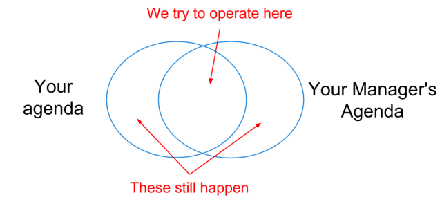 Venn diagram of your agenda and the same for your manager