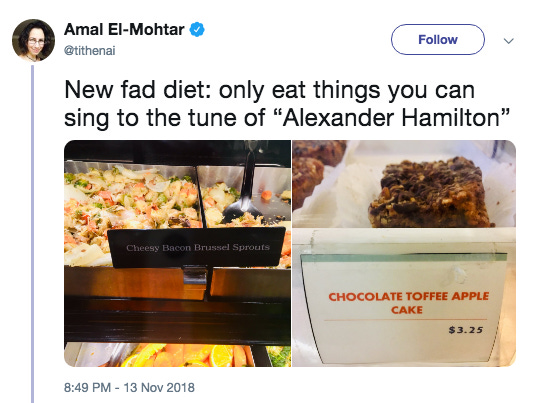 Funny tweet about food.