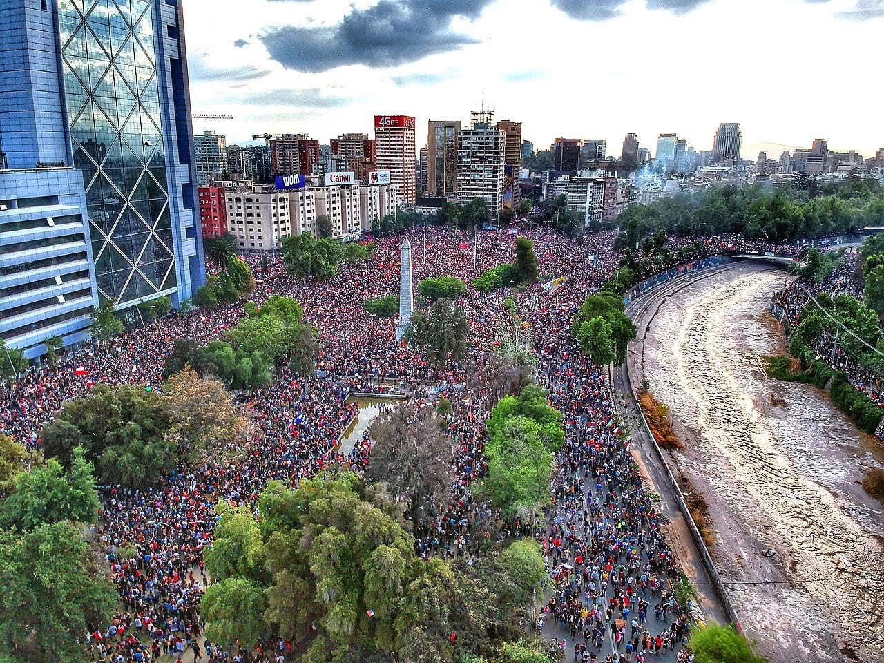 Marcha Mas Grande De Chile 2019 Plaza Baquedano Drone.jpg