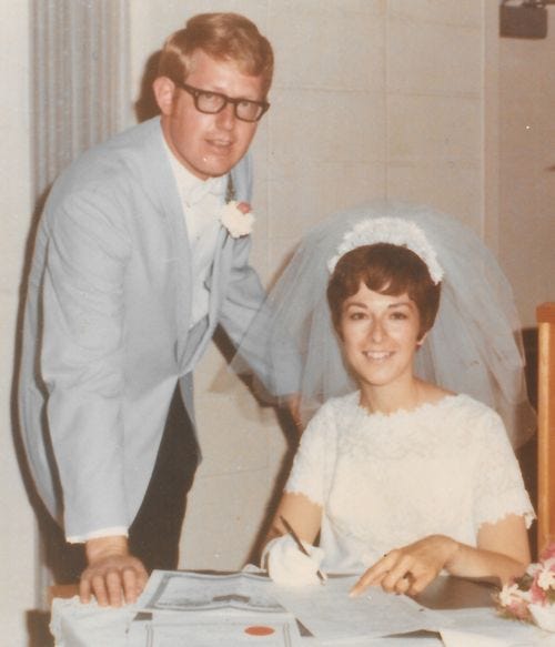 Del and Marlene at their wedding in an old photo I found. 
