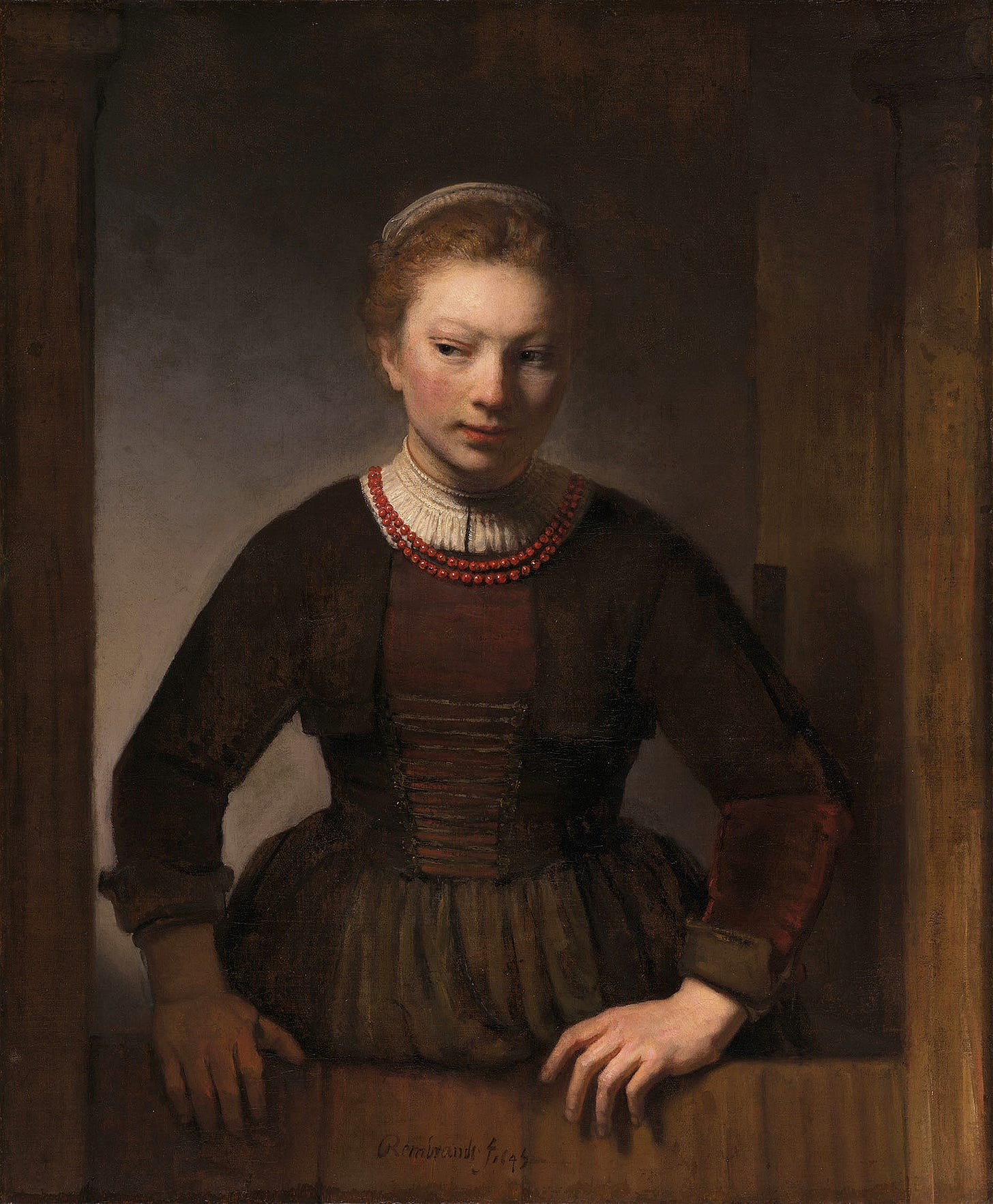 Young Woman at an Open Half-Door (1645) by Rembrandt van Rijn