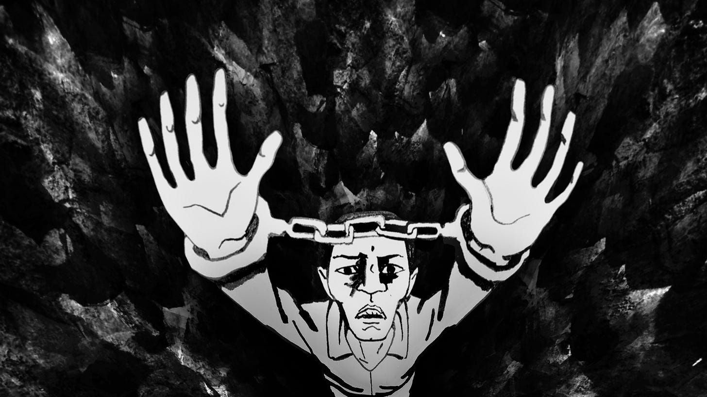 Illustration of a man in handcuffs