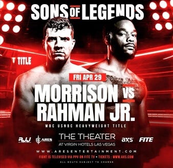 James McKenzie Morrison vs. Hasim Rahman Jr, Sons of Legends | Boxing Bout  | Tapology
