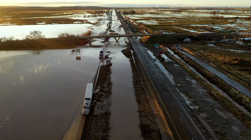 Overhead view of flooding at Echo Meadows Road