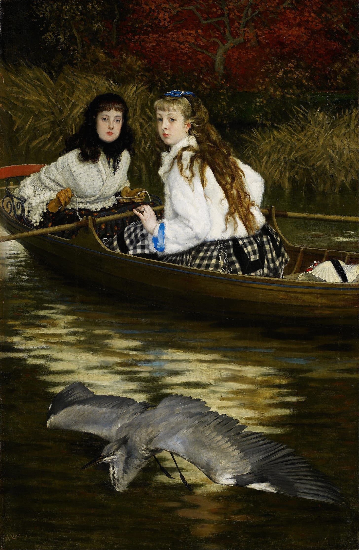 On the Thames, A Heron (1866-1877) by James Tissot