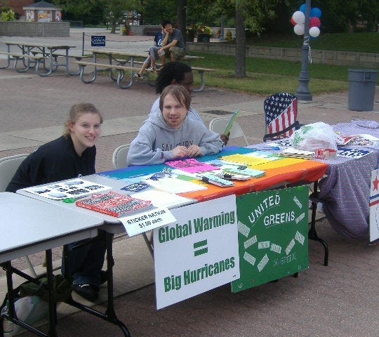 Two of the Green Party contingent on the SU campus.