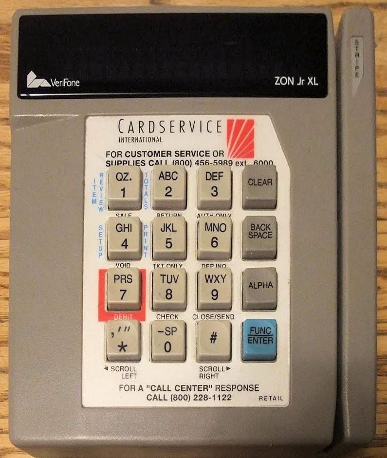 vintage Verifone card terminal